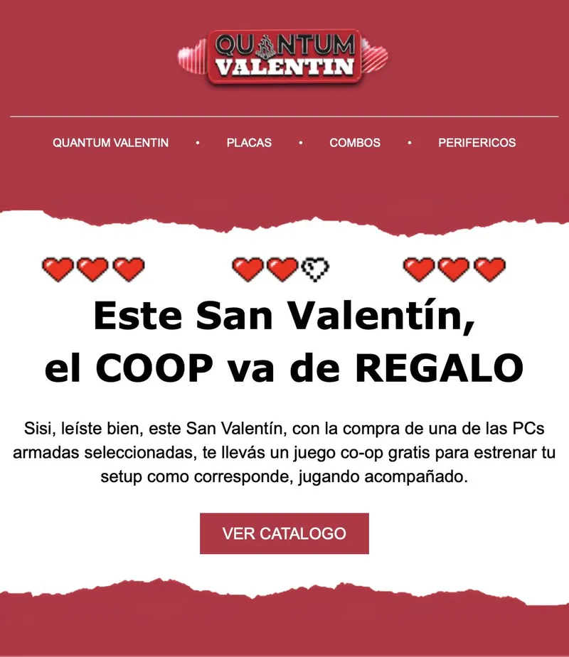 E-mail de campaña de San Valentín para Quantum Hardstore