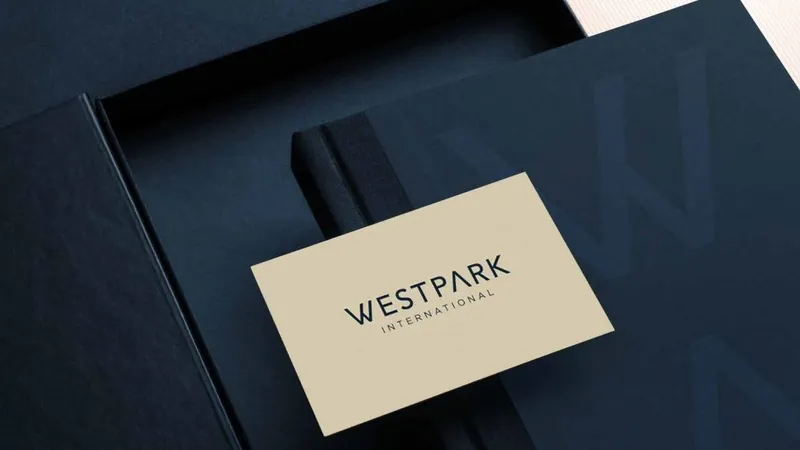 Tarjeta de presentación de WestPark International, diseño de identidad de marca