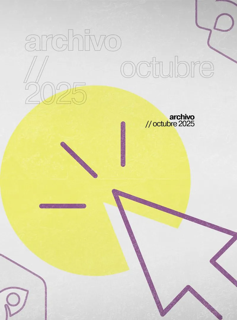 Pieza de campaña de octubre con formas geométricas amarillas y violeta